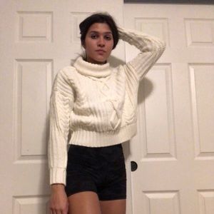 Forever 21 white cable knit sweater